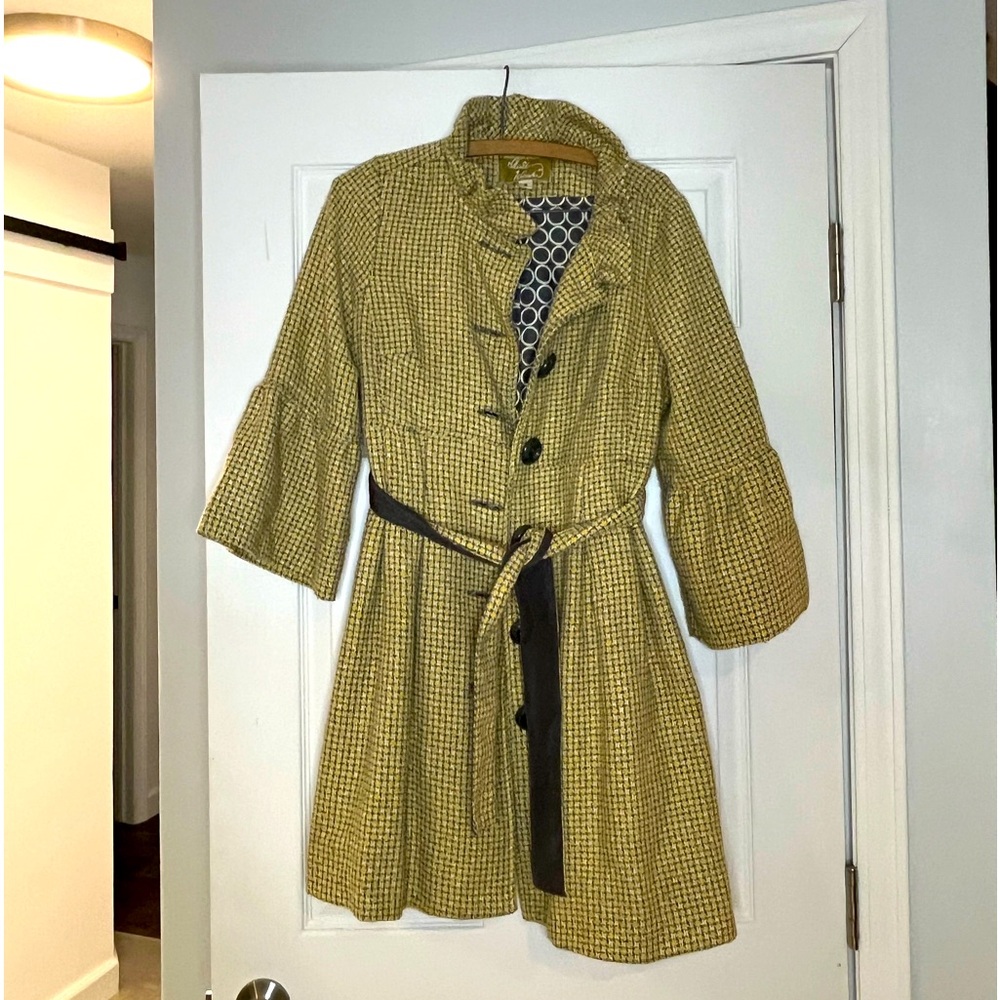 Aunt Wanda for Anthropologie yellow wool blend  tweed coat